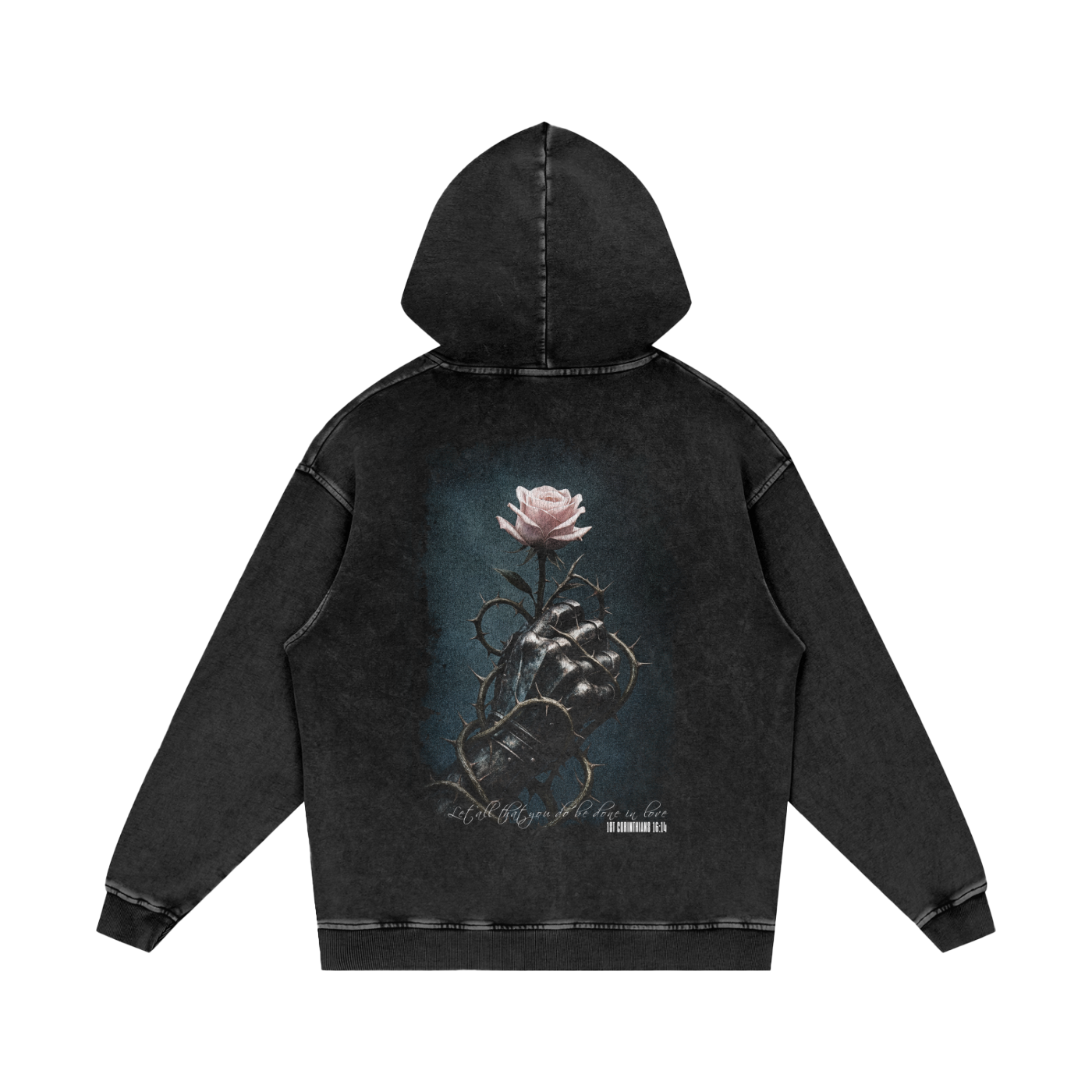 Snow Washed Loose Cotton Hoodie